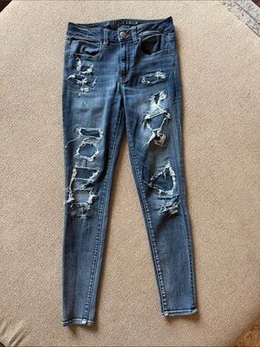 American Eagle Outfitters Women's Ripped Skinny Jeans - Blue